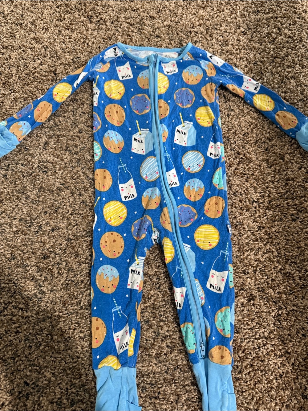 Little Sleepies Milk & Cookies Zippie- Size 12mos.